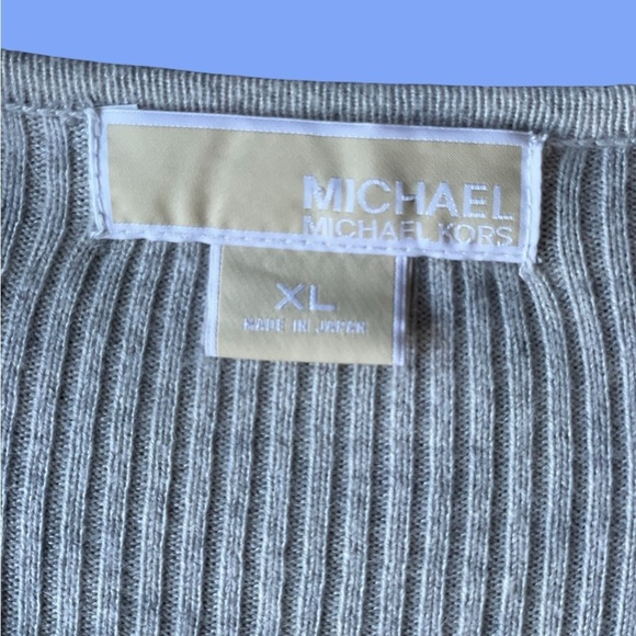 Michael Michael Kors taupe ribbed cashmere angora blend waterfall cardigan XL - Picture 5 of 16